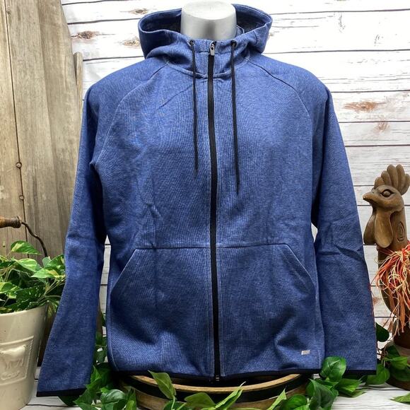 Mens Fleece Full-Zip Hooded Hoodie Active Activewear Fleece Sweatshirt XL Blue - Picture 1 of 7